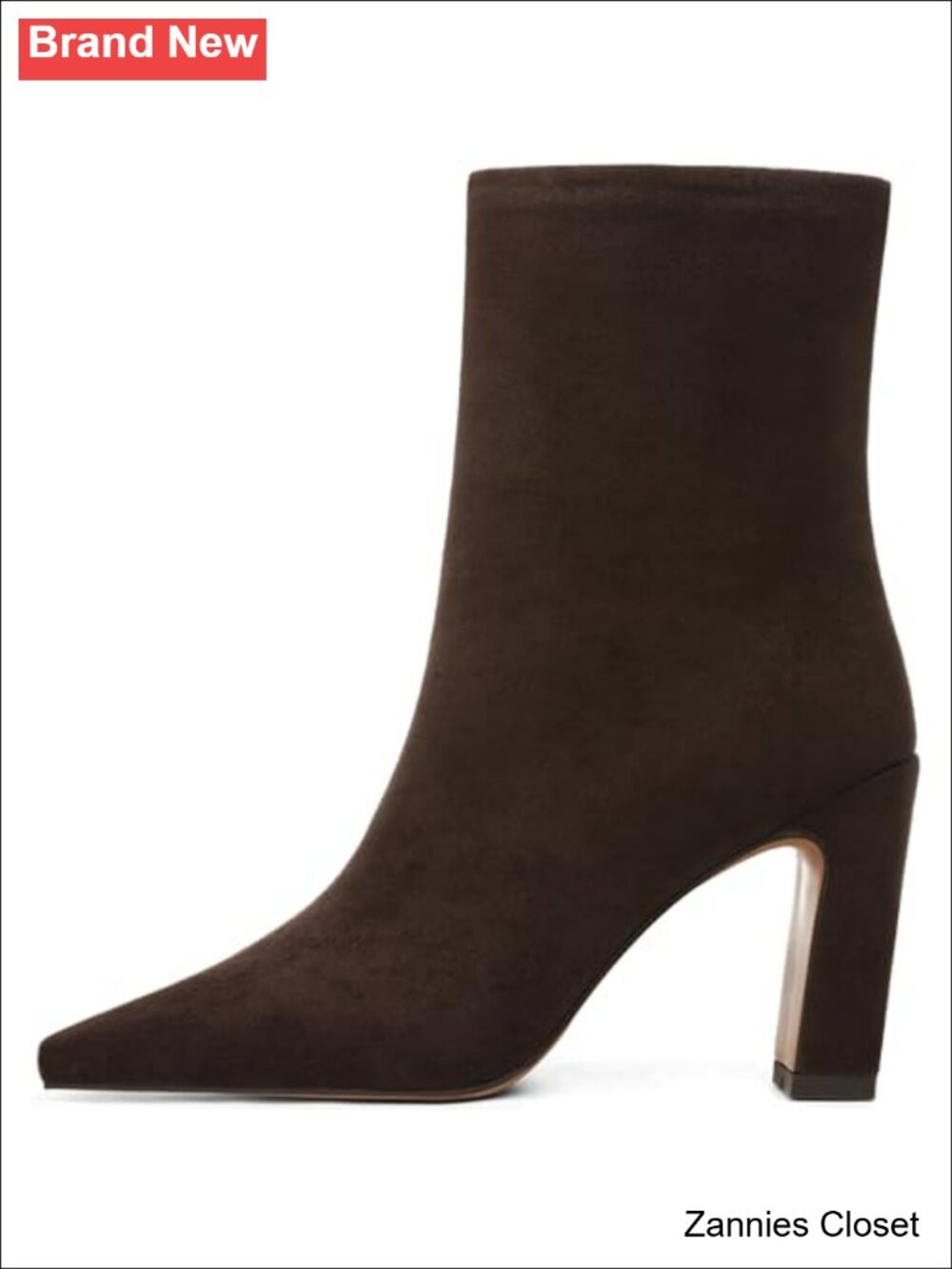 ✨ Square Toe Chunky Block Heeled Ankle Booties Faux Leather Zip Boots